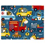 Seamless-pattern-vehicles-cartoon-with-funny-drivers Two Sides Premium Plush Fleece Blanket (Medium) 60 x50  Blanket Front