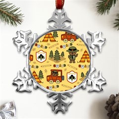 Seamless-pattern-funny-ranger-cartoon Metal Small Snowflake Ornament by uniart180623