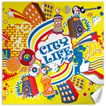 Colorful-city-life-horizontal-seamless-pattern-urban-city Canvas 16  x 16  15.2 x15.41  Canvas - 1