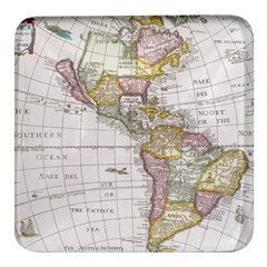 Vintage Map Of The Americas Square Glass Fridge Magnet (4 Pack) by uniart180623