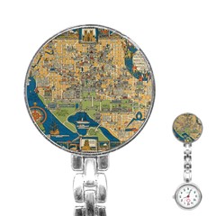 Vintatge Map Of Washington Dc Stainless Steel Nurses Watch by uniart180623