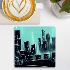 Buildings City Urban Destruction Background Uv Print Square Tile Coaster  by uniart180623