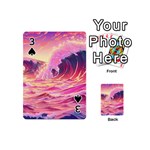 Waves Ocean Sea Tsunami Nautical Red Yellow Playing Cards 54 Designs (Mini) Front - Spade3