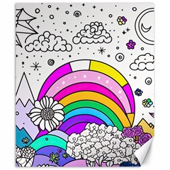 Rainbow Fun Cute Minimal Doodle Drawing Art Canvas 20  X 24  by uniart180623