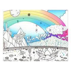 Rainbow Fun Cute Minimal Doodle Drawing Arts Premium Plush Fleece Blanket (large) by uniart180623