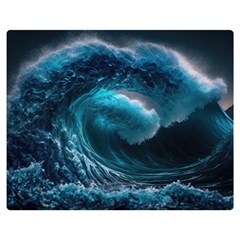 Tsunami Waves Ocean Sea Water Rough Seas Two Sides Premium Plush Fleece Blanket (medium) by uniart180623