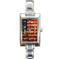 Usa Flag United States Rectangle Italian Charm Watch by uniart180623