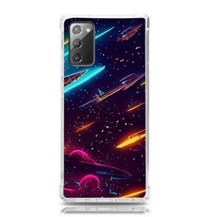 Night Sky Neon Spaceship Drawing Samsung Galaxy Note 20 Tpu Uv Case by Ravend