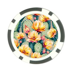 Prickly Pear Cactus Flower Plant Poker Chip Card Guard by Ravend