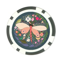 Bug Nature Flower Dragonfly Poker Chip Card Guard by Ravend