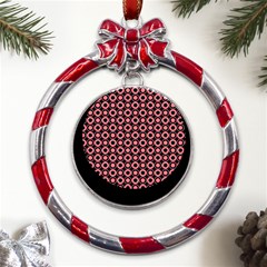 Mazipoodles Red Donuts Polka Dot  Metal Red Ribbon Round Ornament by Mazipoodles