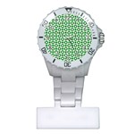 Mazipoodles Green White Donuts Polka Dot  Plastic Nurses Watch Front