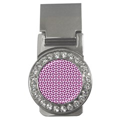 Mazipoodles Magenta White Donuts Polka Dot Money Clips (cz)  by Mazipoodles