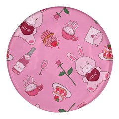 Valentine Pattern Round Glass Fridge Magnet (4 Pack) by designsbymallika