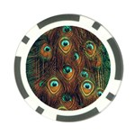 Peacock Feathers Poker Chip Card Guard Back