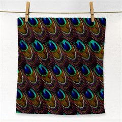 Peacock-feathers-bird-plumage Face Towel by Ravend