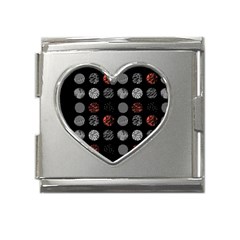 Black And Multicolored Polka Dot Artwork Digital Art Mega Link Heart Italian Charm (18mm) by uniart180623