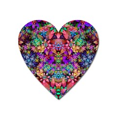 Flower Patterns Abstract Pattern Digital Art Heart Magnet by uniart180623