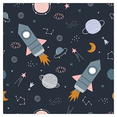 Space Background Illustration With Stars And Rocket Seamless Vector Pattern Lightweight Scarf  by uniart180623