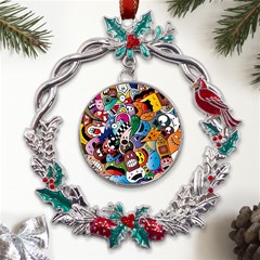 Cartoon Explosion Cartoon Characters Funny Metal X mas Wreath Holly Leaf Ornament by uniart180623