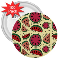 Watermelon Pattern Slices Fruit 3  Buttons (100 Pack)  by uniart180623