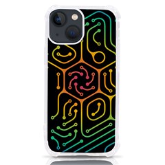 Circuit Hexagonal Geometric Pattern Background Pattern Iphone 13 Mini Tpu Uv Print Case by Ndabl3x