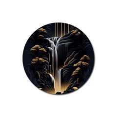 Waterfall Water Nature Springs Rubber Round Coaster (4 Pack) by Simbadda