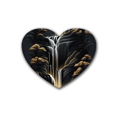 Waterfall Water Nature Springs Rubber Heart Coaster (4 Pack) by Simbadda