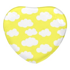 Cute Yellow White Clouds Heart Glass Fridge Magnet (4 Pack) by ConteMonfrey