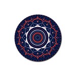 Mandala Orange Navy Rubber Coaster (Round) Front