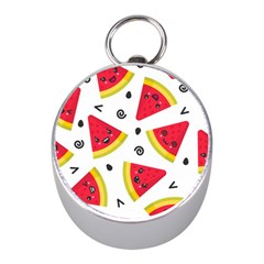 Cute Smiling Watermelon Seamless Pattern White Background Mini Silver Compasses by Simbadda