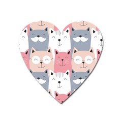 Cute Seamless Pattern With Cats Heart Magnet by Simbadda