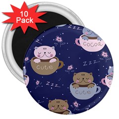 Cute Kittens Sleep Sweetly Mugs 3  Magnets (10 Pack)  by Simbadda