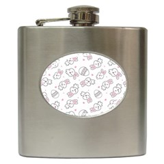 Cute Pattern With Easter Bunny Egg Hip Flask (6 Oz) by Simbadda