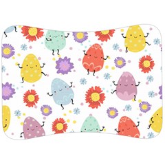 Easter Seamless Pattern With Cute Eggs Flowers Velour Seat Head Rest Cushion by Simbadda