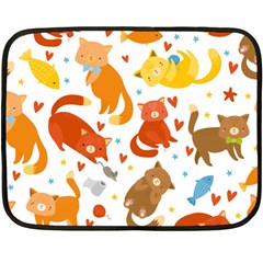 Seamless Pattern With Kittens White Background Fleece Blanket (mini) by Simbadda