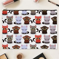 Seamless Pattern With Cute Little Kittens Various Color Cosmetic Bag (xxxl) by Simbadda