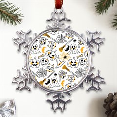 Funny Hand Drawn Halloween Pattern Metal Large Snowflake Ornament by Simbadda