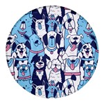 Dogs Seamless Pattern Round Glass Fridge Magnet (4 pack) Front