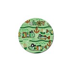 Seamless Pattern Fishes Pirates Cartoon Golf Ball Marker Front