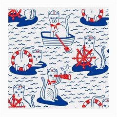 Nautical Cats Seamless Pattern Medium Glasses Cloth by Simbadda