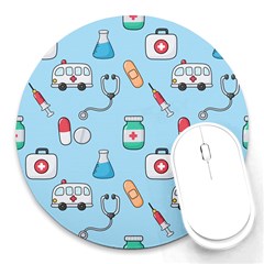 Medical Seamless Pattern Round Mousepad by Simbadda