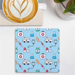 Medical Seamless Pattern Uv Print Square Tile Coaster  by Simbadda