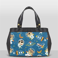 Seamless-pattern-funny-astronaut-outer-space-transportation Oversize Office Handbag by Simbadda