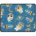 Seamless-pattern-funny-astronaut-outer-space-transportation Two Sides Fleece Blanket (Medium) 58.8 x47.4  Blanket Back