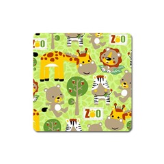 Funny Animals Cartoon Square Magnet by Simbadda