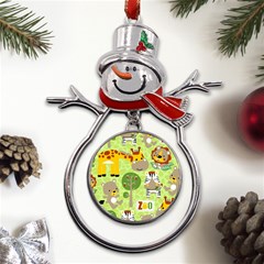 Funny Animals Cartoon Metal Snowman Ornament by Simbadda