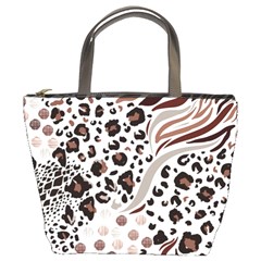 Mix Animal Skin Prints Seamless Pattern Vector Bucket Bag by Simbadda