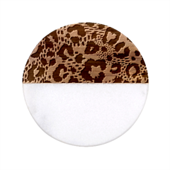 Seamless Leopard Wild Pattern Animal Print Classic Marble Wood Coaster (round)  by Simbadda