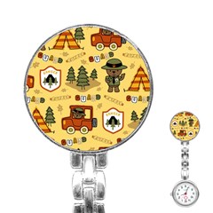 Seamless Pattern Funny Ranger Cartoon Stainless Steel Nurses Watch by Simbadda